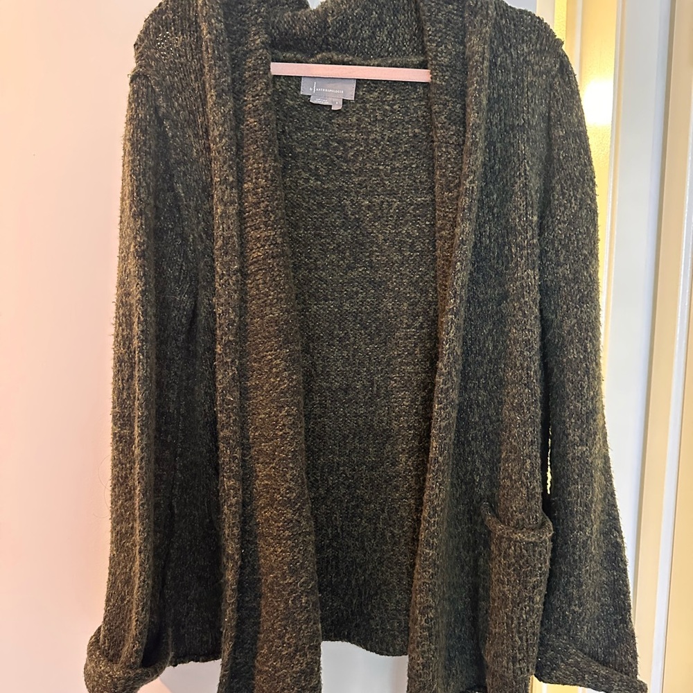 Anthropologie Green Cardigan Sweater Relaxed Fit